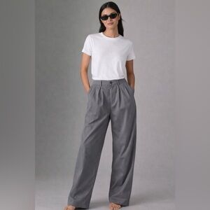 Source Unknown Grey Pleated Wide Leg Pants